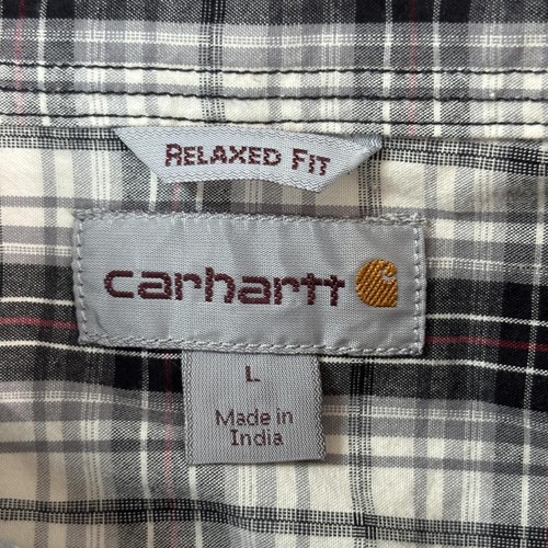 Carhartt Shirt Mens Large Gray Plaid Button Down Casual Relaxed Fit Pocket - Picture 7 of 9