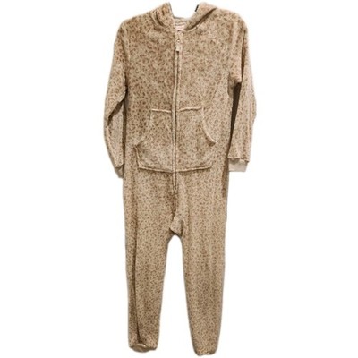  Hello Kitty Leopard Hooded Pajamas Jumpsuit By Cat & Jack Girls  XL (14) 