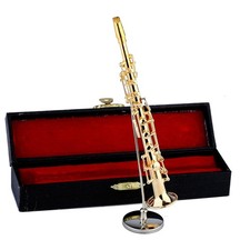 Miniature Soprano Saxophone with Stand and Case Brass Mini Musical Instrument...