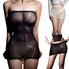 Fashion Sleepwear Dresses Womens Stretch Transparent Tube Dress Wetlook