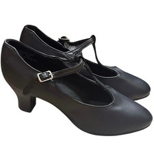 Capezio Black Leather Sole Jr. Footlight T-Strap Character Shoe 8 Theater Dance
