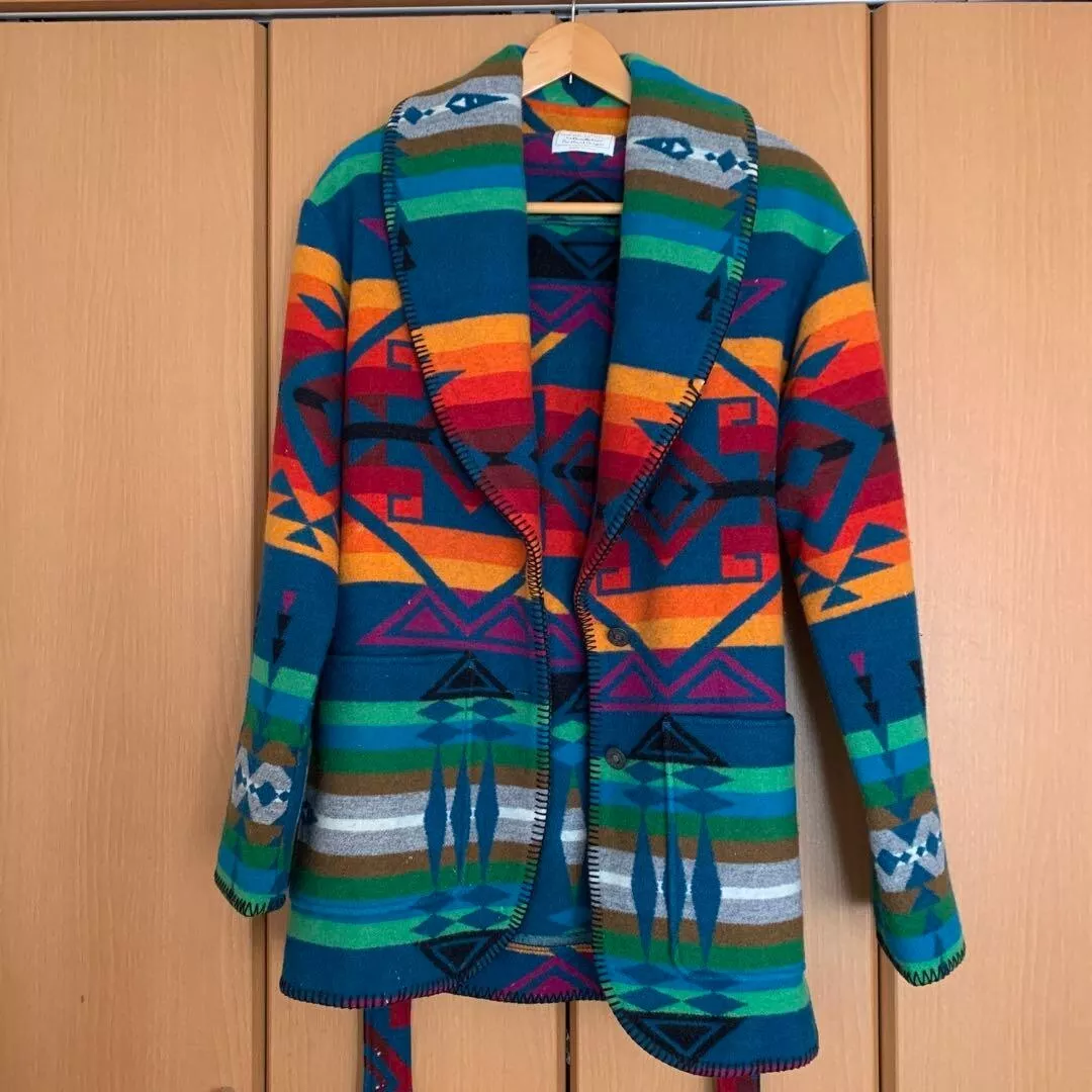 PENDLETON Men's Native-patterned wool jacket Size M Wool