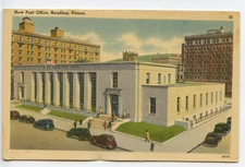 Post Office Reading Pennsylvania Linen Postcard 68730 Berkshire News Co.