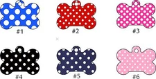 Pet Tag ENGRAVED PERSONALIZED PET TAG ID DOG POLKA DOT CUTE  Deep Engraving Colo