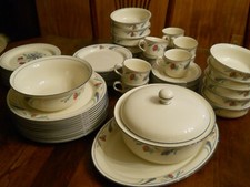 Lenox Poppies on Blue Dinnerware, Dinner, Luncheon, Cereal Bowls, Cups/Saucers