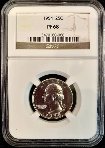 1954 Proof NGC PF-68 Washington Quarter 25C w/light toning, B-5