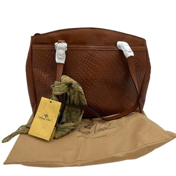 NWT Patricia Nash Poppy Tote Leather Bag With Scarf