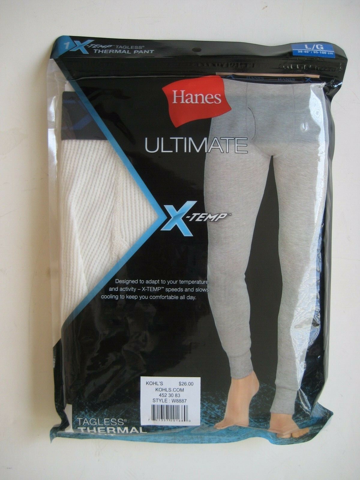 Hanes ULTIMATE XTEMP W8887 TAGLESS THERMAL PANT SIZE L/G 3840 26 eBay