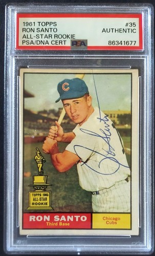 Ron Santo Autographed All-Star Rookie Card 1961 Topps #35 (Certified)