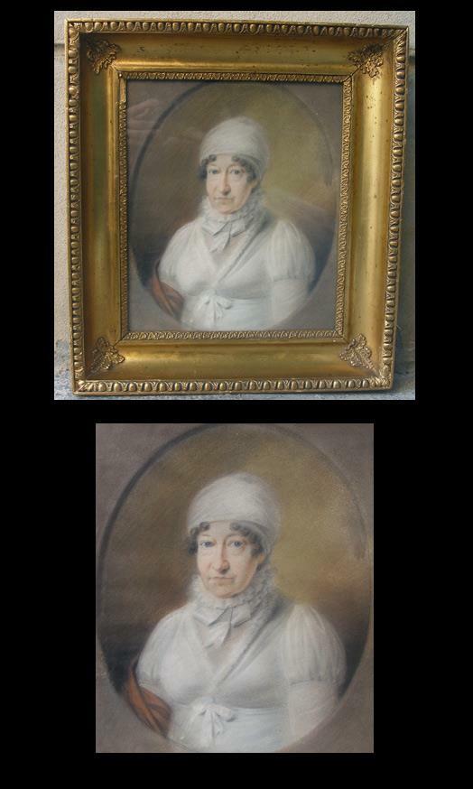 Danish School, 18th Woman in White Bonnet Gilded frame