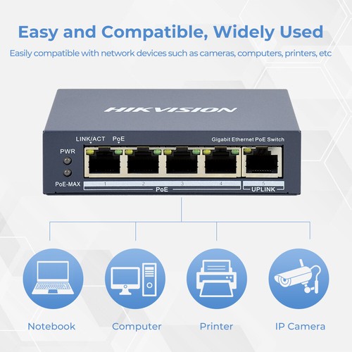 Hik 4ch DS-3E0505P-E 4 Port Unmanaged Gigabit PoE Switch for HIk IP CAMERA - Picture 7 of 15