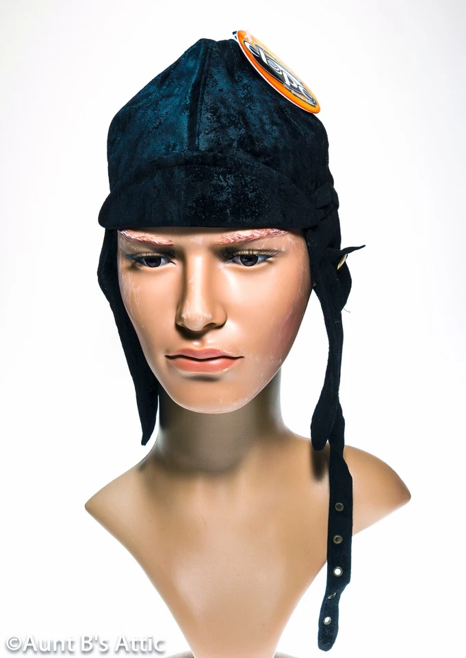 Casco de aviador negro imitación gamuza totalmente forrado Segunda Guerra Mundial piloto militar sombrero steampunk Foto 2 de 4