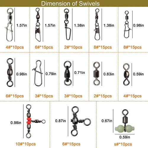 3 Way Rolling Fishing Swivels Kit Three Swivels Barrel Swivel Cross Line Swivel - Picture 17 of 37