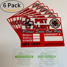 6 Pack Pet Alert Stickers Decals Weatherproof Vinyl UV Stable Indoor or Outdoor