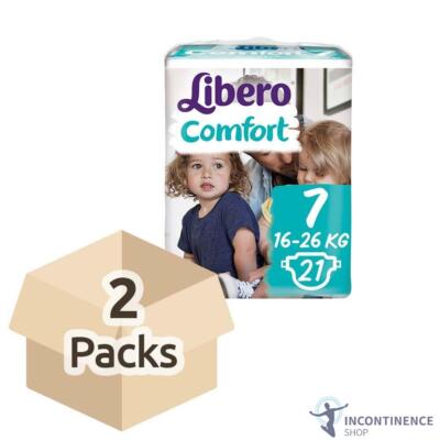 2x Libero Comfort 7 (16-26kg) zuverlässige Passform offene Windeln für Kinder - 21er Pack