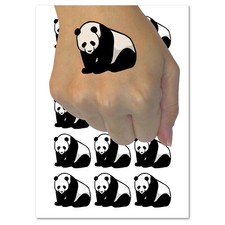 Cute Giant Panda Bear Sitting Temporary Tattoo Water Resistant Fake Body Art Set