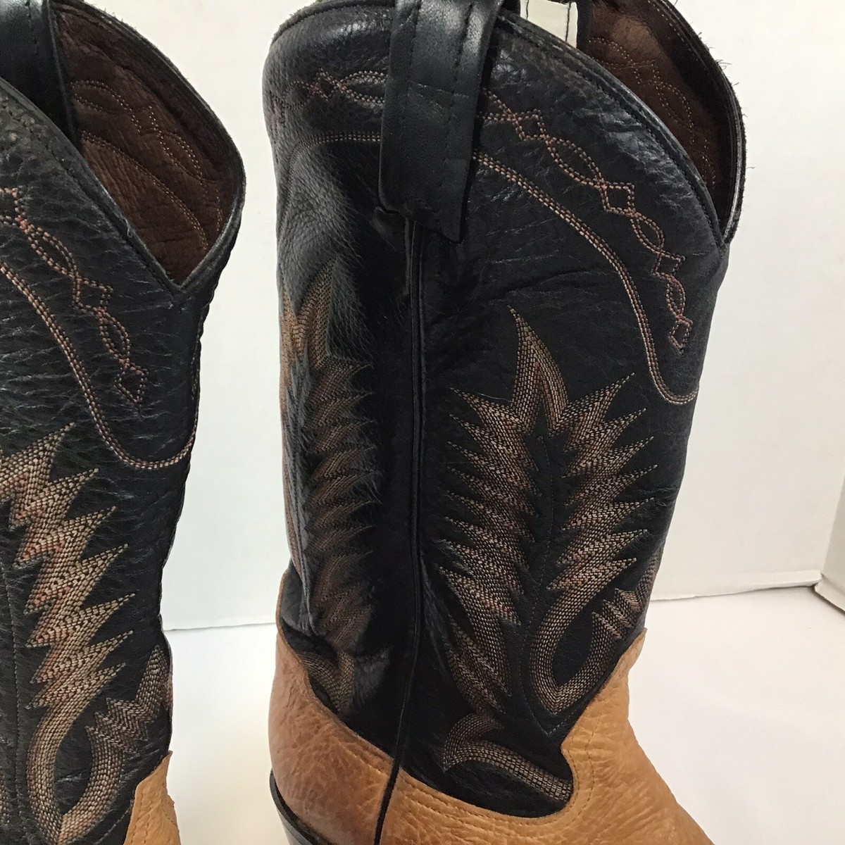 Tony Lama Pecan Taurus Shoulder Cowboy Boots Two Tone 6173  display picture 1