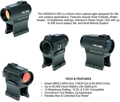 Holosun HE503CU-GR Elite Green Sight with Lens Cleaning Pen and