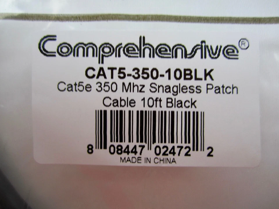 NEW! Comprehensive CAT5-350-10BLK 10ft Cat5e Blk Snagless Patch Ethernet Cable - Image 3 of 4