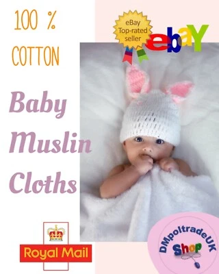 BABYBAZAAR ✅ Weiße Musselin Quadrat Baumwolle Baby Tücher Lätzchen Spuck Sommer Decke 80x80 cm