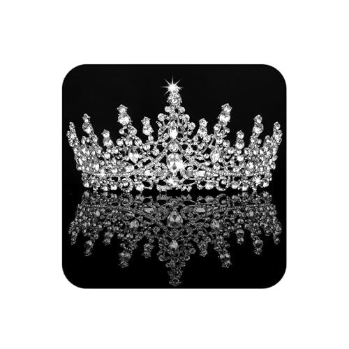 Tiara and Crown for Women Crystal Queen Crown Rhinestone Tiara for T1,Silver