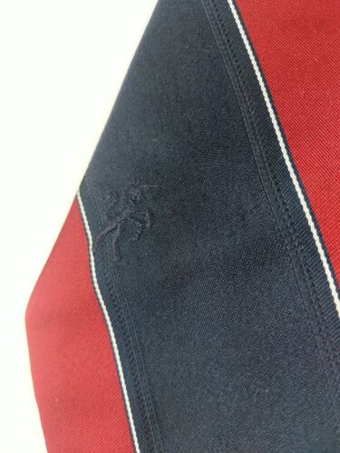 Rare Bronzini W/ Unicorn Logo Mens Tie, Red & Blue Striped, Polyester - Picture 2 of 8