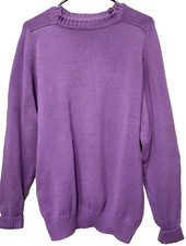 Vintage 70s Saks Fifth Avenue Purple Chunky Knit Cotton Sweater USA made Medium