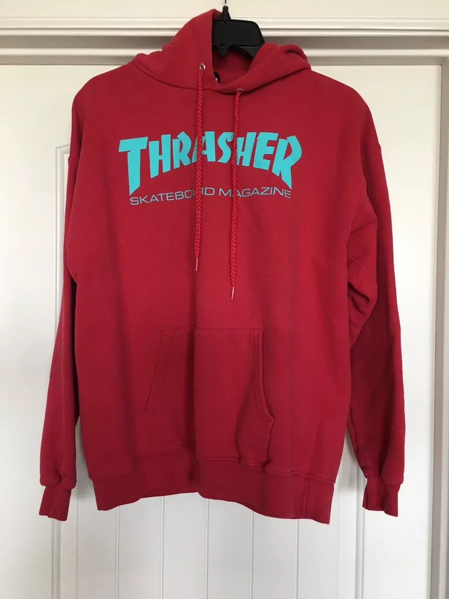Thrasher hoodie red and best sale blue