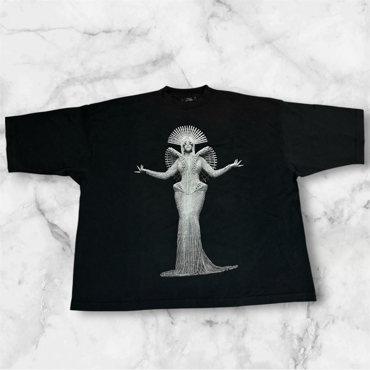 BEYONCE RENAISSANCE TOUR tシャツ シルバー BEYONCE OFFICIAL RENAISSANCE WORLD TOUR x BALMAIN OVERSIZED T