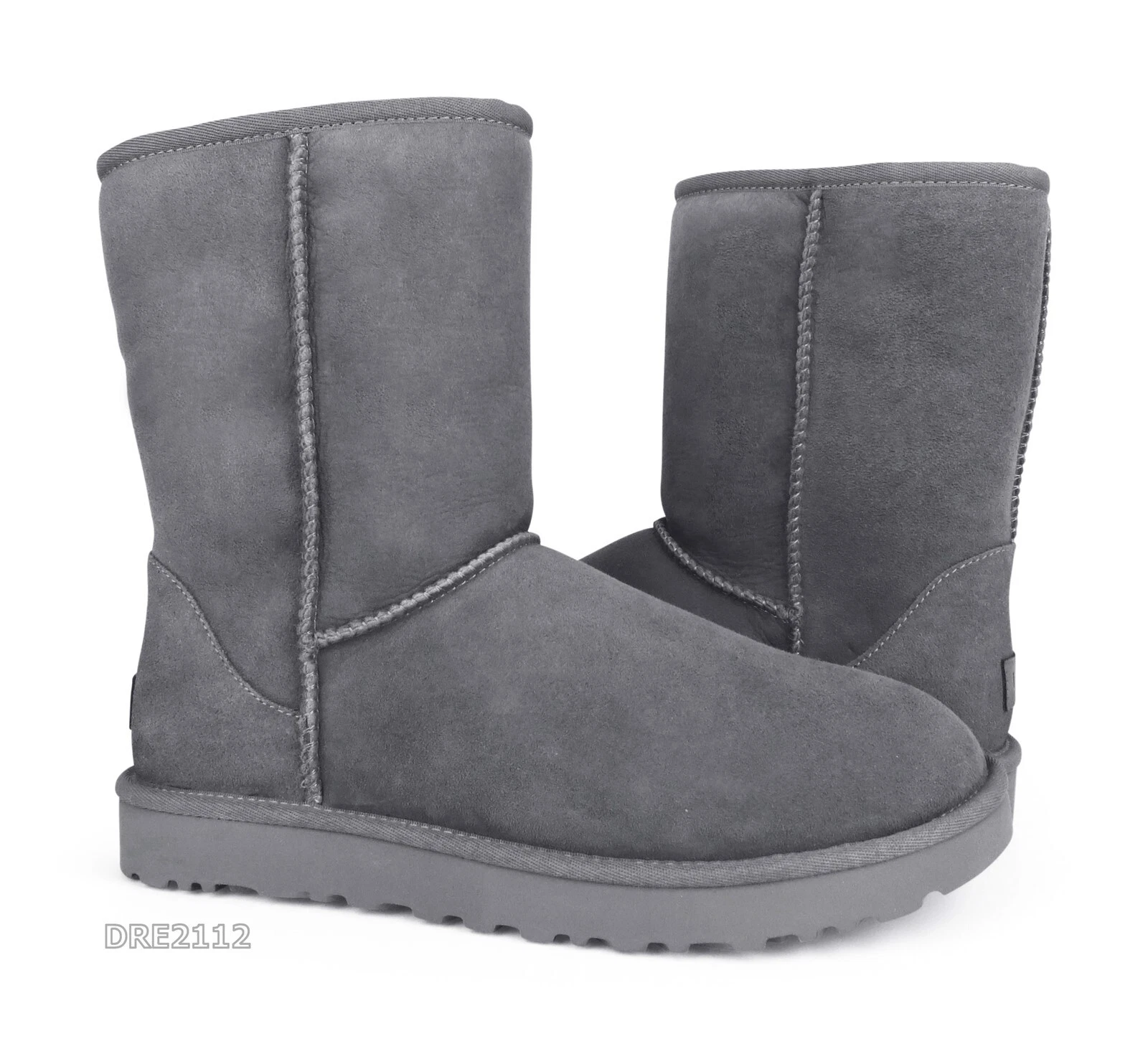 Stivali donna UGG Classic Short II grigio scamosciato pelliccia taglia 10 *NUOVI*