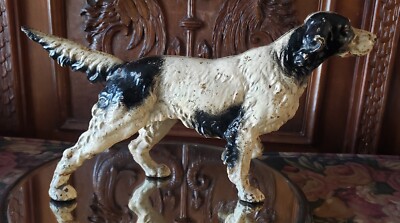 ANTIQUE POINTER HUNTING GUN BIRD DOG DOORSTOP CAST IRON. Nice !