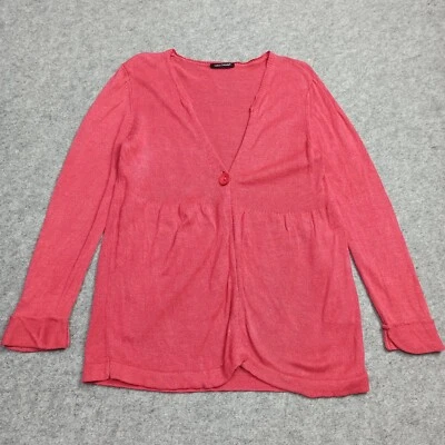 Luisa Cerano 100% Lin Cardigan 42 (Compatible Avec Comme D-38 GB-12) Rose Pull M - Photo 1/4