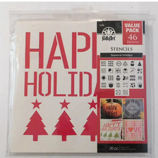 PLAID FolkArt Holiday Value Stencil Pack Seasonal Holidays 46 Designs