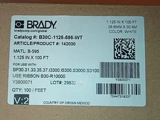 Brady B30C-1125-595-WT, 1.125in X 100ft, White, B-595 Adhesive Vinyl Label Tape