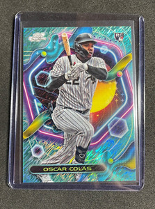 2023 Topps Chrome Cosmic Oscar Colas #104 Aqua Equinox Refractor /199 Rookie