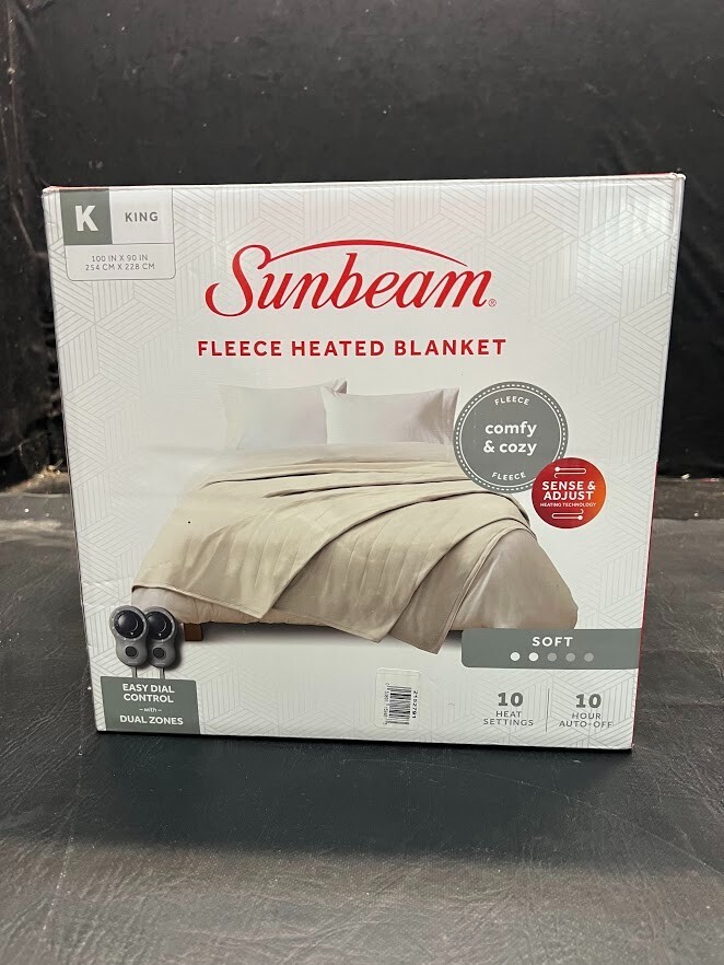 Sunbeam Fleece Electric Bed Heated Blanket King Mushroom Brown DUAL  CONTROLLERS 53891159463 | eBay