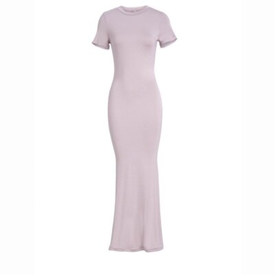 Women Maxi T-shirt Dress Short Sleeve Bodycon Solid Casual Elegant Fitted |  eBay