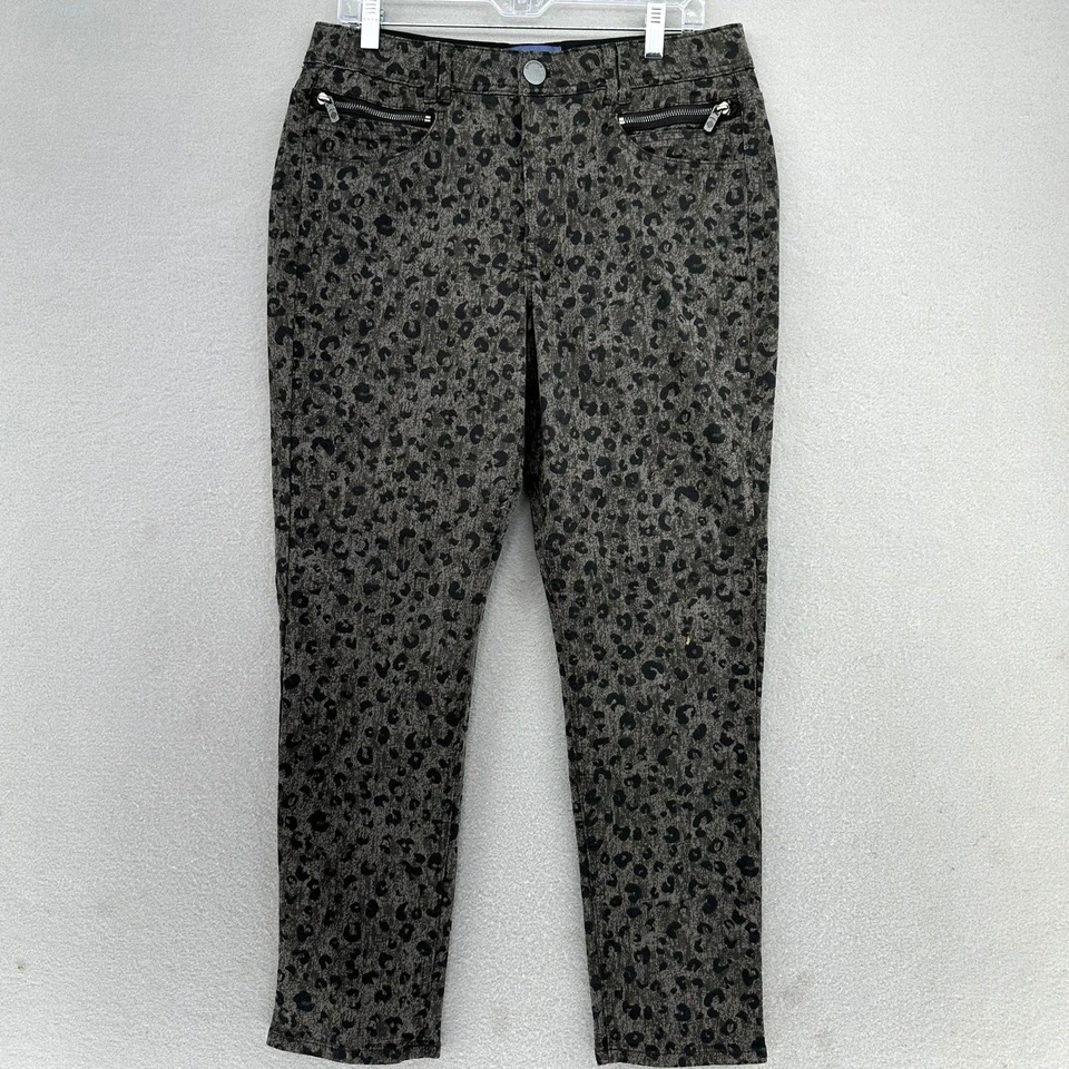 Pantalones de mezclilla Democracy Ab Solution estampado de leopardo bolsillo con cremallera talla 12 Mobwife sexy Foto 2 de 4