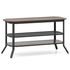 3-Tier Industrial TV Stand Rustic Console Side Table Media Entertainment Center