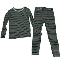 Kickee Kids Kickee Pants Green Striped Pajama Set