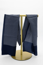 Vintage Navy Blue Polka Dot Scarf Made in Italy Long Rectangular 55  x 10.5  Ret