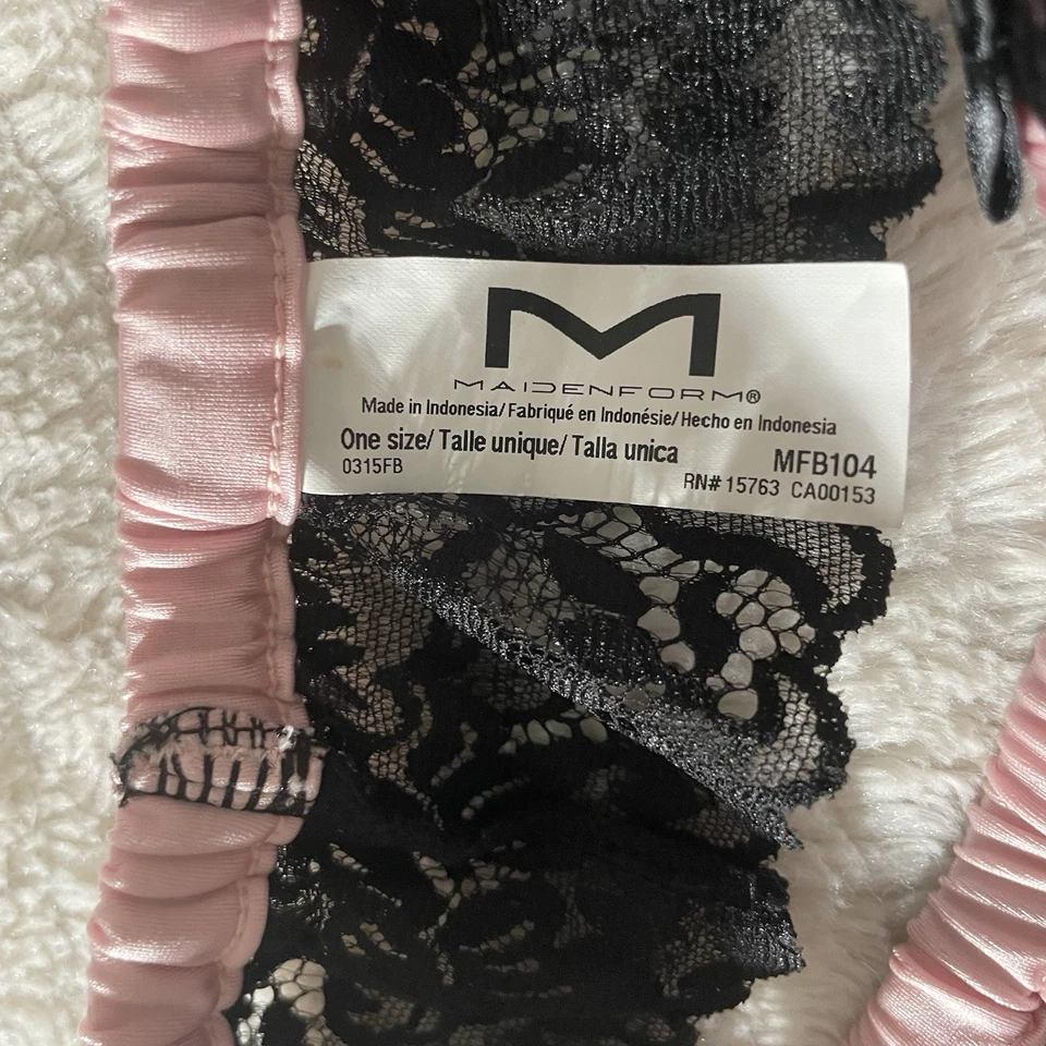 Maidenform Muslo Liguero Rosa Satinado Negro Encaje Lazo Talla Única Foto 3 de 3