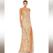 Mac Duggal 68049 Nude Sequin Embellished Lace Up Back Gown Formal Prom Dress 4