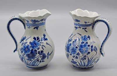 2x Royal Blau Koninklijke Porcelaine Fles Holland Vase Kanne  1928 u. 1935 H14cm