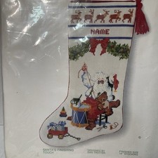 Sunset Counted Cross Stitch Kit 2900 "Santa's Finishing Touch" Xmas Stocking New