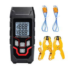Digital Thermocouple Thermometer Dual Channel K Type HVAC Thermometer with 2 Tem