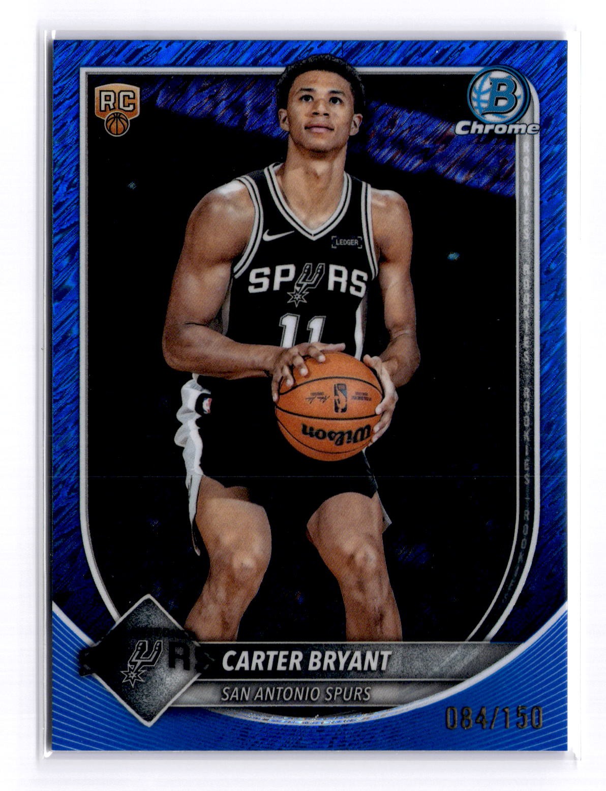 2025 Bowman Chrome Carter Bryant RC Blue Shimmer /150 #BCV-14 Spurs Rookie