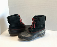 Sorel Cheyanne II Duck Boots Waterproof Snow Insulated Black Suede Youth Sz 6/38