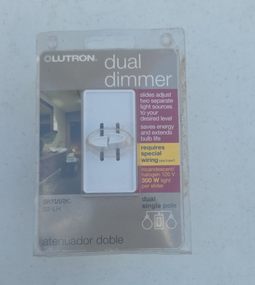 Lutron Skylark S2-LH Dual Slide Dimmer Wall Switch 120V White Incand/Halogen