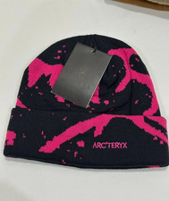 Arc'teryx Grotto Toque Beanie Black Pink Merino Wool Knit Winter Hat New Tags